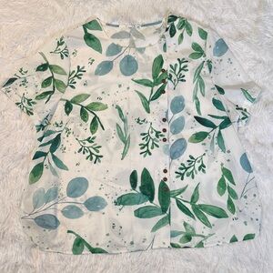 Green Leaf Print Top